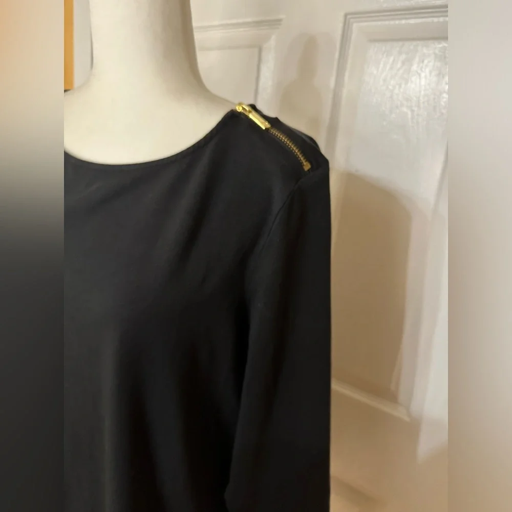 Michael Kors Top Black Tunic  Gold Hardware Style Long Sleeve Size 2X